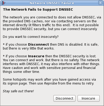 Network DNSSEC failure